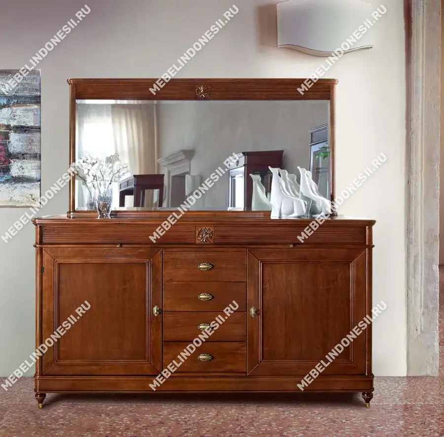 Зеркало "Бурбон" Орех BJ917  купить в интернет магазине Мебель из массива. Звоните +7 495 961-63-63 Зеркала из массива дерева